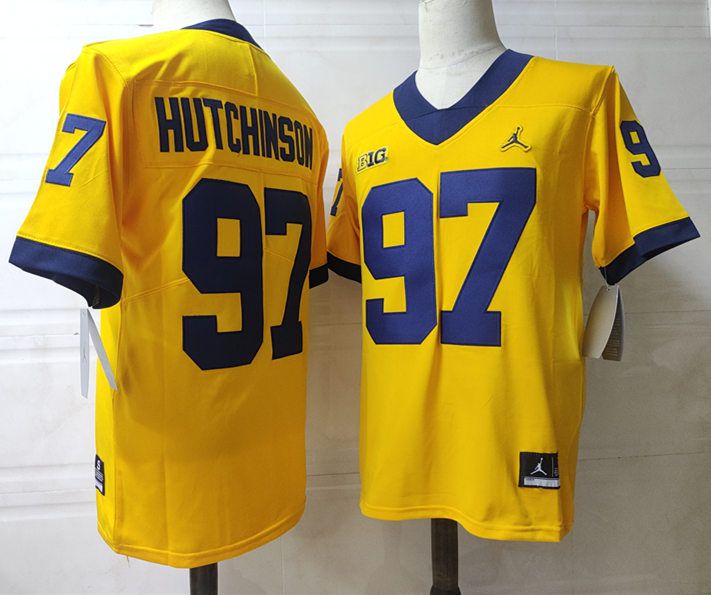 Men Michigan Wolverines #97 Hutchinson Yellow 2024 Vapor NCAA Jersey